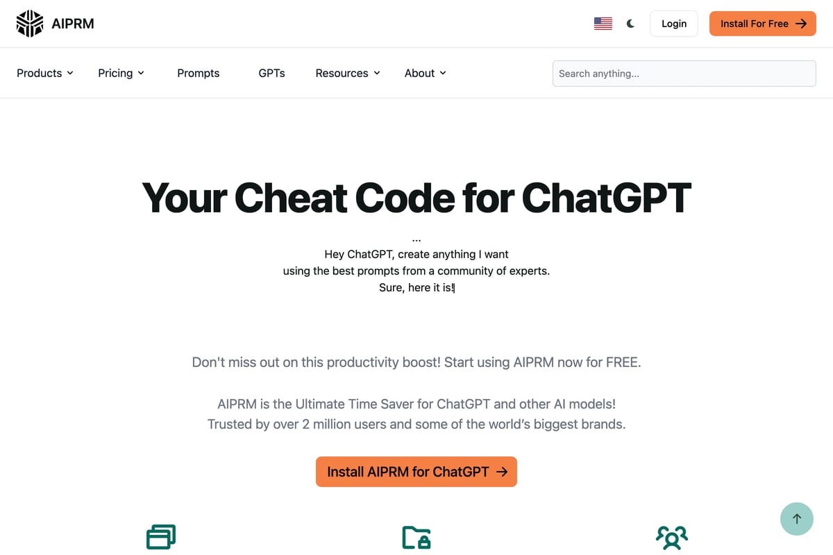 AIPRM for ChatGPT homepage