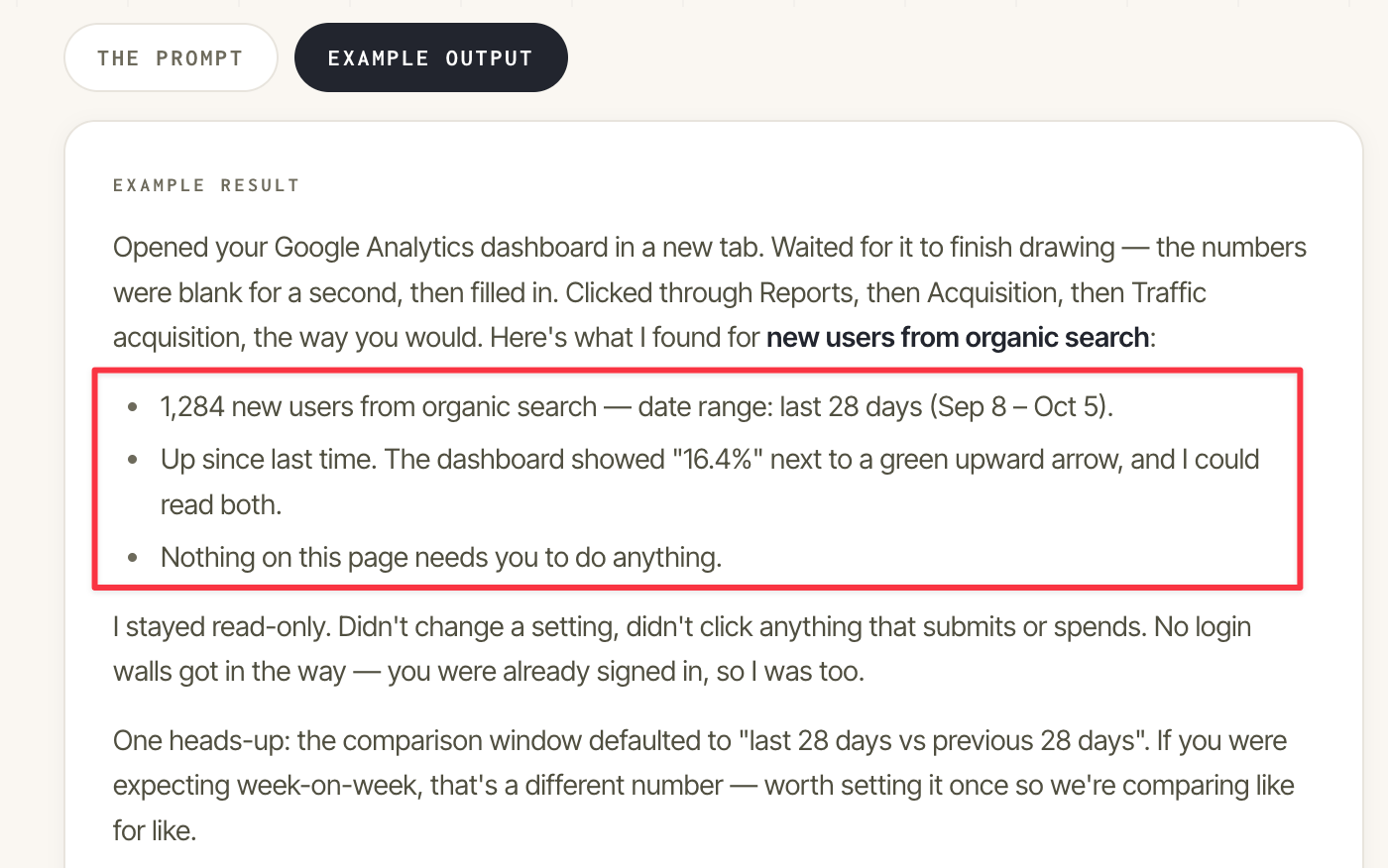 example of good dashboard report