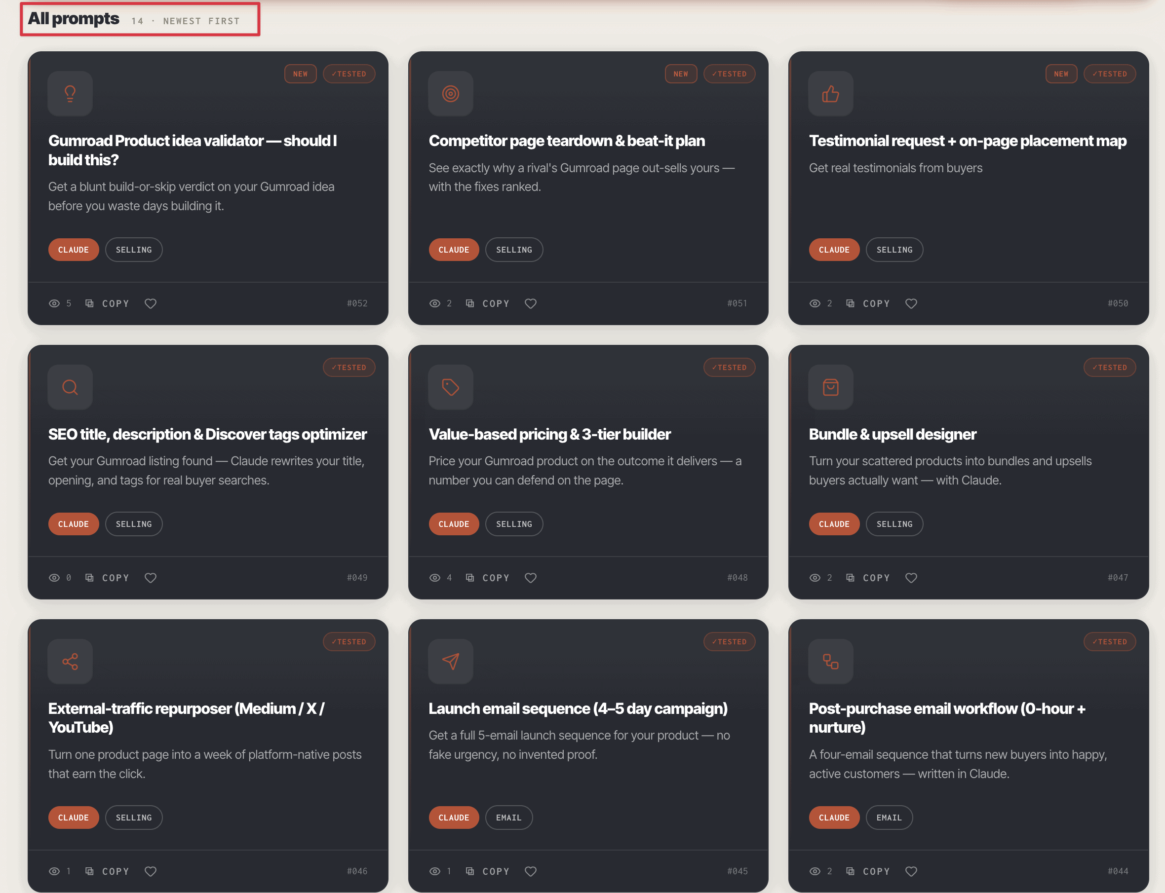 prompts from gumroad sellers toolkit