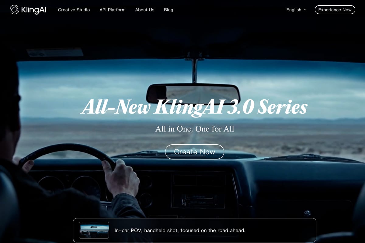 Kling AI video generator homepage