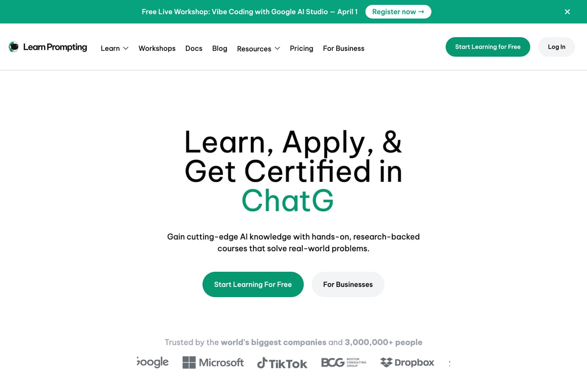 Learn Prompting course homepage