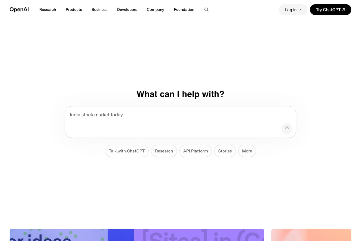 OpenAI homepage (OpenAI Playground)
