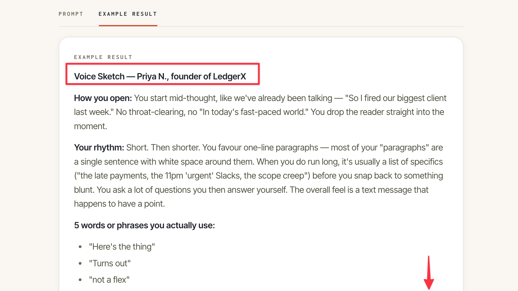 voice profile example