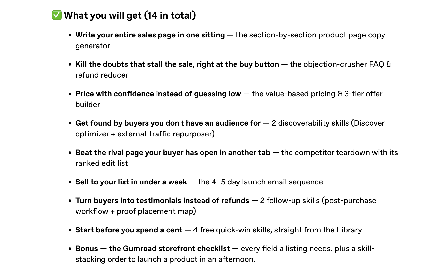 what you will get gumroad text